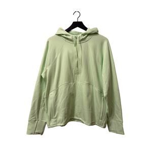 Athleta Unstoppable Fleece Hooded Sweatshirt Mint Green Half Zip Women XL
